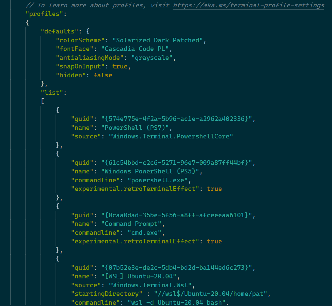 Windows Terminal settings